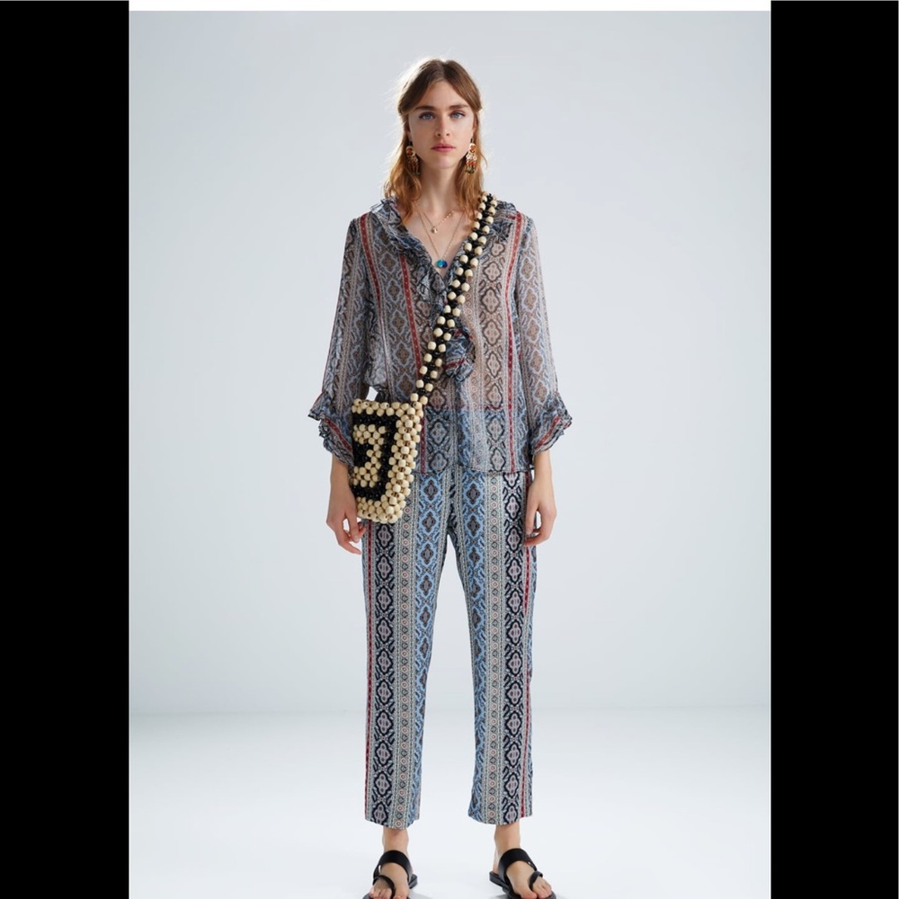 ◼️ZARA Printed Pajama-Style Pants ONLY (NWOT)